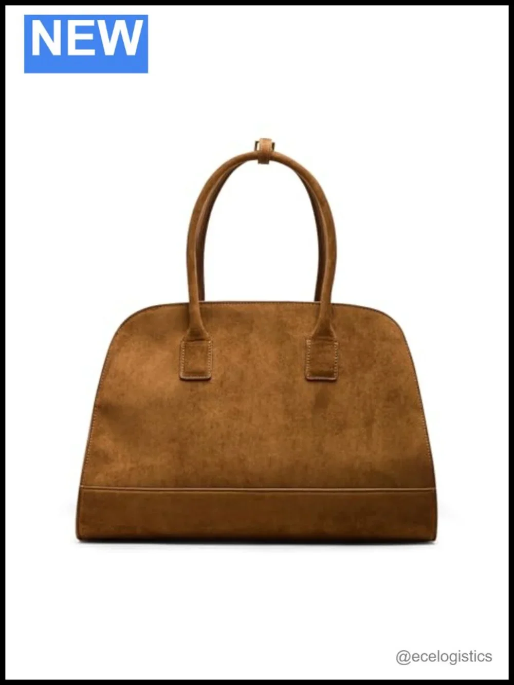 Faux Suede Satchel Handbag with Shoulder Straps